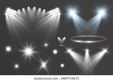 Realistic spotlights for lighting.Equipment for illumination.	