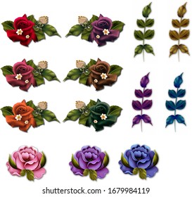 realistic spring flower collection. wedding