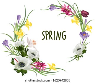 Realistic Spring Flowers Vector Isolated On White Background