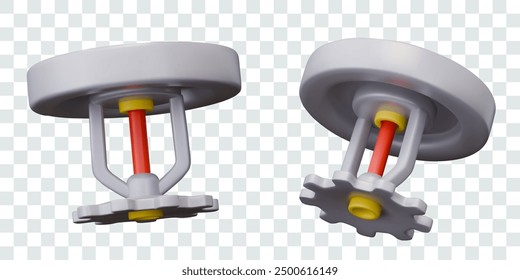 Realistic sprinkler in different positions. Round nozzle for spraying water