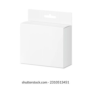Realistic square cardboard box mockup. Vector illustration isolated on white background. Can be use for food, cosmetic, pharmacy and etc. Ready for your design. EPS10.	