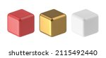 Realistic square cubes with soft corners collection 3d template vector illustration. Three dimensional platform podium minimalist geometric shape isolated. Isometric glossy metal block design