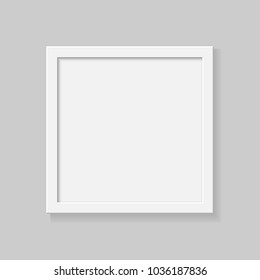 realistic square empty picture frame on transparent background.