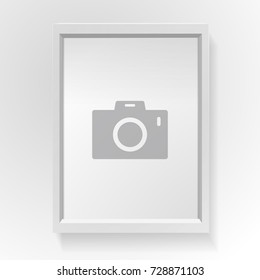 Realistic square empty picture frame. Blank white picture frame mockup template isolated on neutral background. Vector illustration