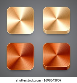 Realistic square metal chrome button. Steel volume control knob. Application interface design element. App icon. Vector illustration.