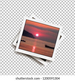 Realistic square photo frame with shadow isolated on transparent background. Vector illustration