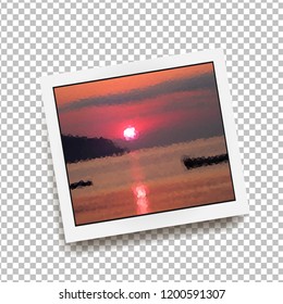 Realistic square photo frame with shadow isolated on transparent background. Vector illustration