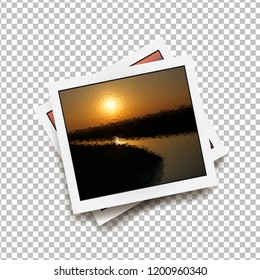 Realistic square photo frame with shadow isolated on transparent background. Vector illustration