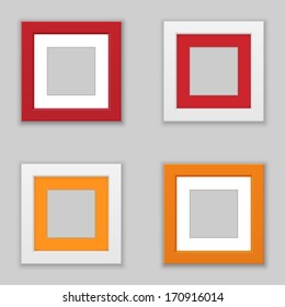 Realistic Square Picture Frame Set. Vector