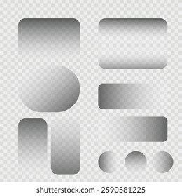 Realistic square and rectangle collection. Vector shadows isolated. Set of round and square rounded shadow effects.