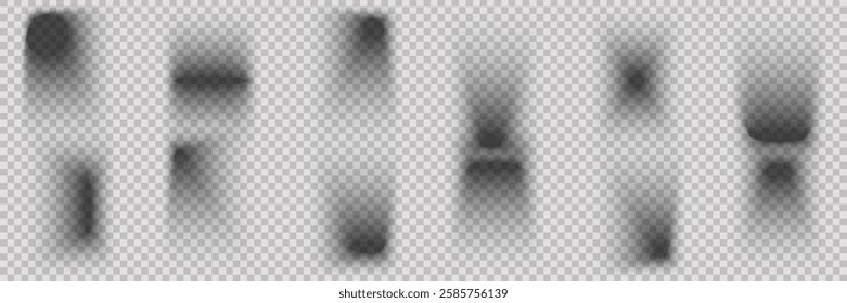 Realistic square shadow effect, soft overlay and transparent background.Vector.