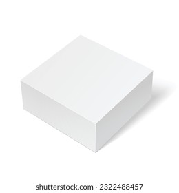 Realistic square White paper Package Box. Pack box for Software, electronic device and other products. Mockup Vector illustration.