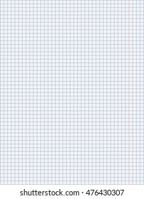 Realistic squared copybook page. Colored vector illustration.