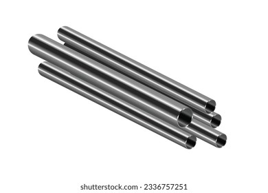 Realistic SS pipe vector. Stainless Steel holo pipe. Steel pipe vector.