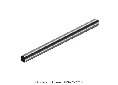 Realistic SS pipe vector. Stainless Steel holo pipe. Steel pipe vector.