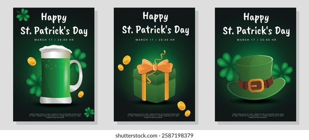 Realistic St. Patrick’s Day Posters. Vector illustration.