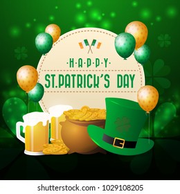 Realistic St. Patrick's day background and banner. Vector illustration
