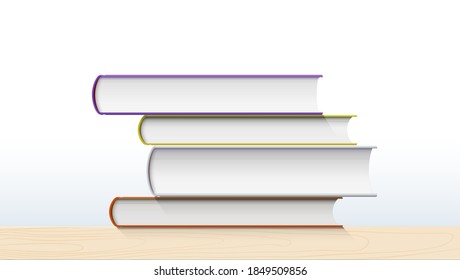 Realistic stack of books isolated on white background. Vector 3d illustration.