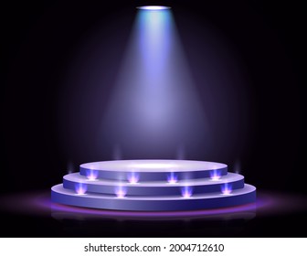Realistic Stage Podium With Elegant Lighting Spotlight