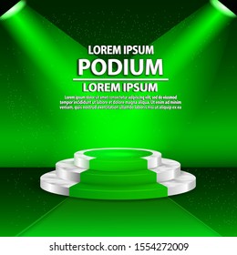 realistic stage podium with elegant lightning green
