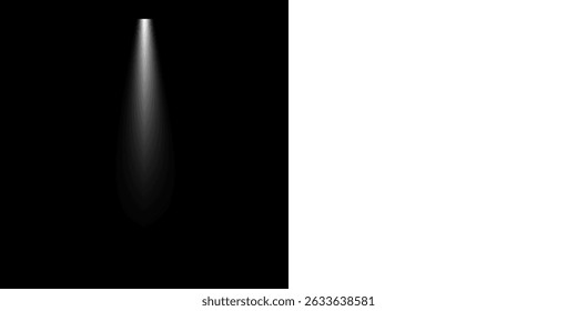 Realistic Stage Spotlight Beam Effect PNG with Black Background and Soft Light Glow for Theater, Concert or Studio Lighting Concept