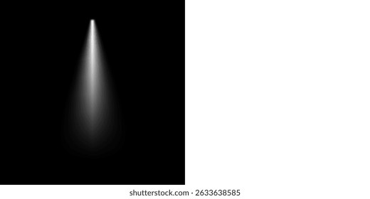 Realista palco Spotlight Beam Effect PNG com fundo preto e brilho de luz suave para teatro, concerto ou conceito de iluminação de estúdio