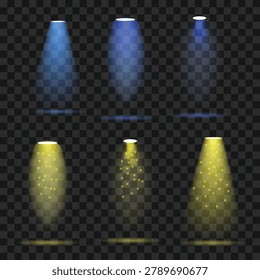 Realistic Stage Spotlight Collection With Colored Light Beams On Transparent Background For Event And Theater Design Vector Illustration