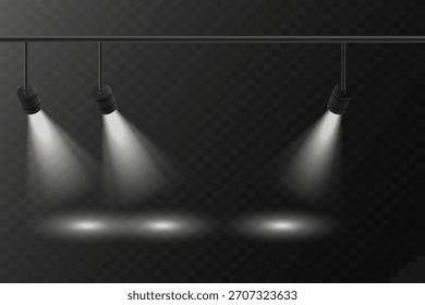 Realistische Lampen mit Lichtstrahlen auf transparentem Hintergrund.