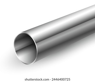 realistic stainless steel pipeline background for pvc or plumbing vector