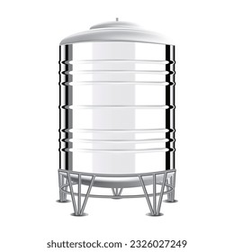 Realistische Wassertanks aus nicht rostendem Stahl für Wohnungen zum Trinken und Verwenden von Haushaltselementen einzeln auf weißem Hintergrund. Vektorgrafik EPS10.