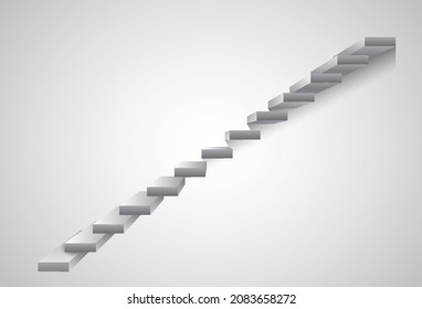 realistic staircases front view, grey steps for pedestal vector template isolated on white background, illustration of stairs from the side.