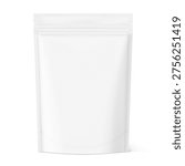 Realistic stand up pouch bag mockup with transparent shadow for food, pet products and etc. Vector illustration isolated on white background. Ready for your design. EPS10.