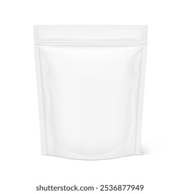 Realistic stand up pouch bag mockup with transparent shadow. Front view. Vector illustration isolated on white background. Ready for your design. EPS10.	