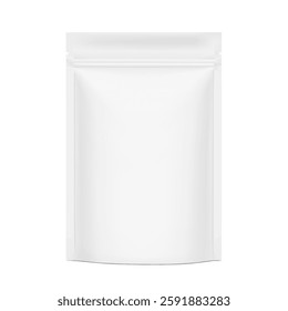 Realistic stand up pouch bag mockup. Front view. Vector illustration isolated on white background. Ready for your design. EPS10.