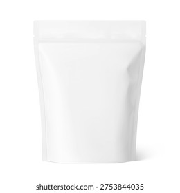 Realistic stand up pouch bag mockup with transparent shadow for food, pet products and etc. Vector illustration isolated on white background. Ready for your design. EPS10.
