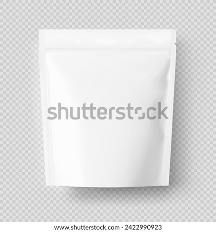 Realistic stand up pouch bag mockup with shadow. Vector illustration on transparent background. Easy to make a realistic mockup of your product. EPS10.
