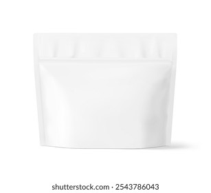 Realistic stand up pouch bag with zip lock mockup with transparent shadow. Front view. Vector illustration isolated on white background. Ready for your design. EPS10.	