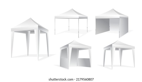 Realistic stand promotional advertising outdoor 

event trade show. illustration of a tent for 

selling. outdoor promotional advertising tent

