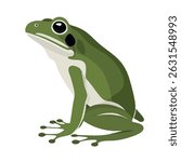 Realistic Standing Frog Vector Illustration on White Background (Side Profile)