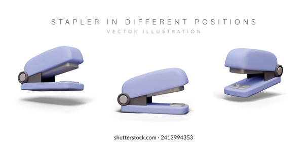 Realistic stapler. Office device for automatic binding of sheets with metal staples