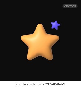 Realistic star 3d icon for game background design. Vector illustration