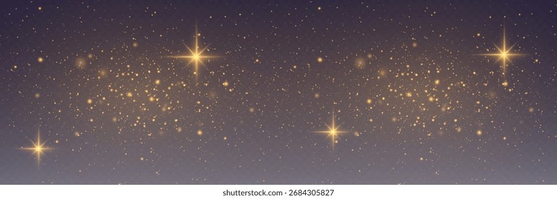 Fondo realista del campo de la estrella con partículas de luz brillante y efecto de la chispa