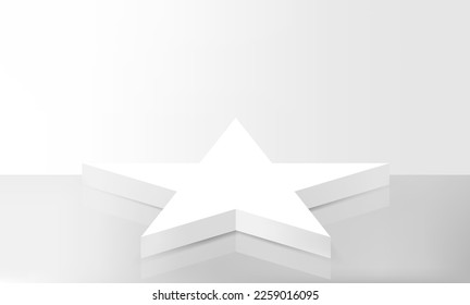 Realistic Star shape podiumm for award.3d podiums .Winner.Vector 