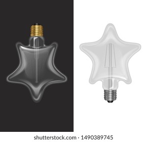 Realistic Star shaped bulb in retro style, lamp looks good on dark or light substrate, Vector EPS 10 format