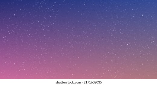 Realistic starry nights and bright shining stars in the gradient sky  Vector illustration 