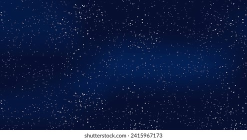 Realistic starry sky with blue glow, starry night with shiny stars, cosmos and galaxy, vector