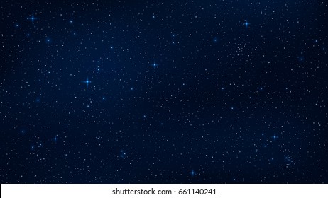 A realistic starry sky with a blue glow. Shining stars in the dark sky. Background, wallpaper for your project. Vector illustration. EPS 10