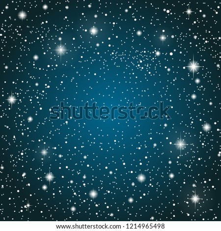 Realistic Starry Sky Blue Glow Shining Stock Vector Royalty Free