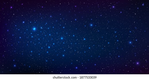 Realistic starry sky glow, Starry nights with bright shiny stars, Shining stars in the dark sky, Milky way galaxy. Vector illustration.