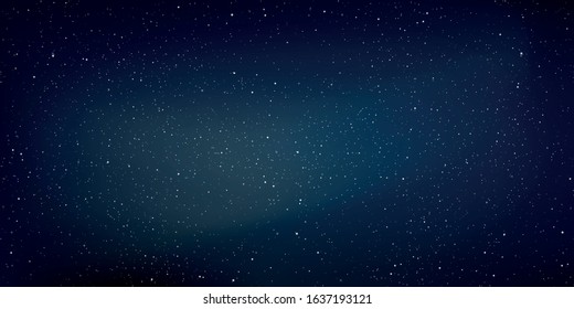 Realistic starry sky. Shining stars in the dark sky. Stardust in deep universe, Milky way galaxy. Vector illustration.